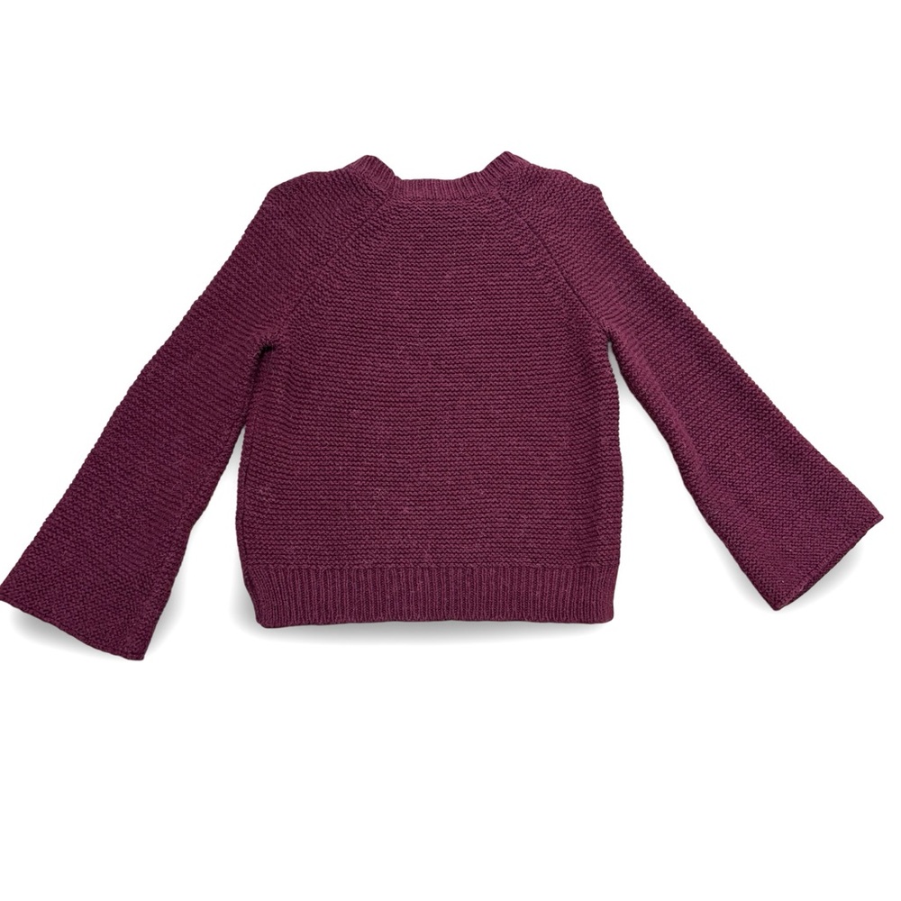 Madewell Burgundy Bell Sleeve Cotton Alpaca Blend Crew Neck Sweater Size XS